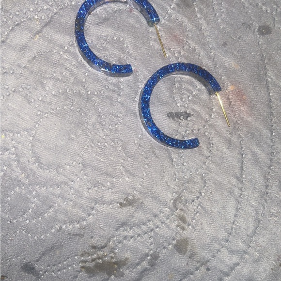 Jewelry - Sparkling Blue Hoop Earrings
